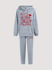 Christmas Outfits Set Women's Plus Slogan Print Hoodie & Sweatpants