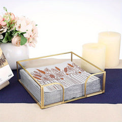 Glass Napkin Holder with Mirrored Bottom for Tabletop Decor
