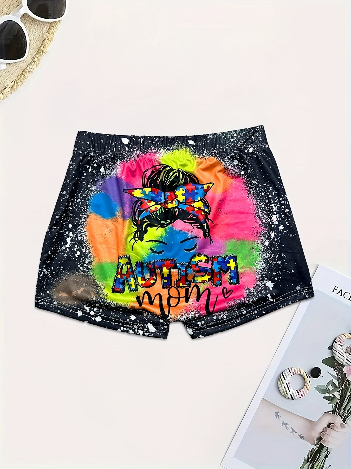 Autism Mom Print Skinny Shorts for Women