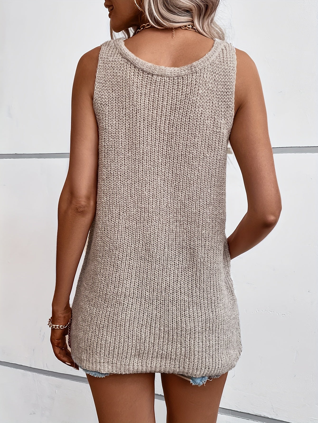 Sleeveless Knit Tank Top for Summer Women's Clothing