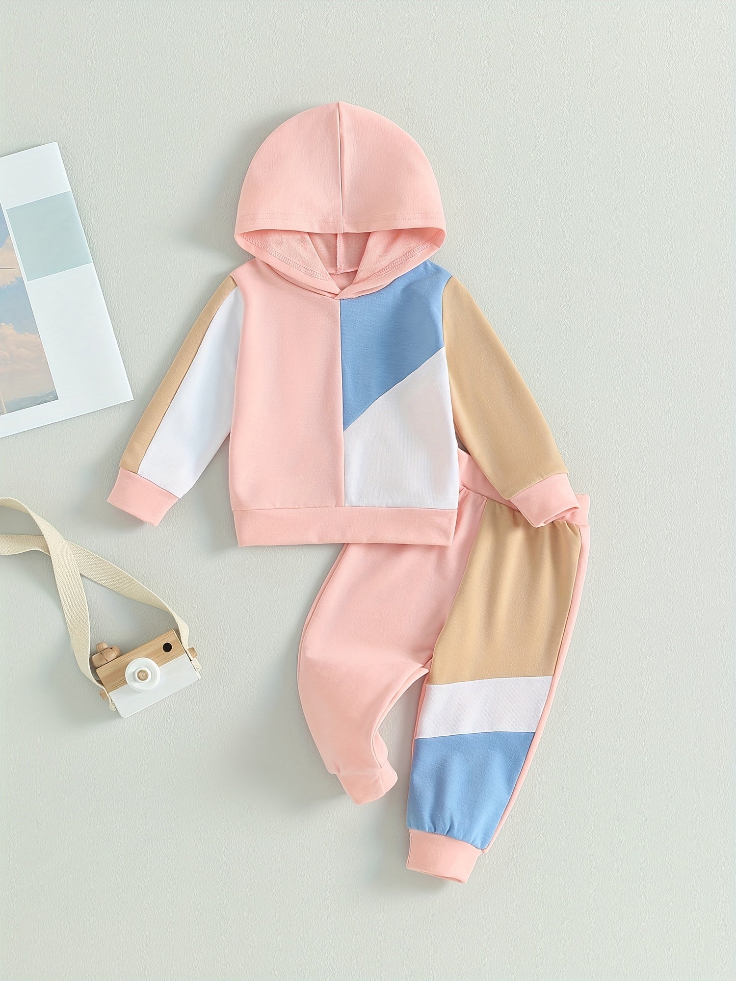 Patchwork Hoodie & Pants Set for Baby Boys