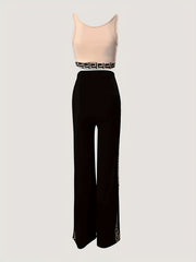 2-Piece Skinny Crop Tank & Wide Leg Pants Set
