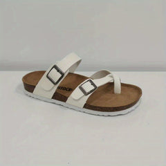 Women's Flat Slide Sandals Comfortable Open Toe Buckle Strap Shoes