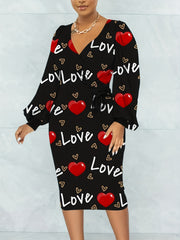 Baroque Print Surplice Neck Tie Midi Dress