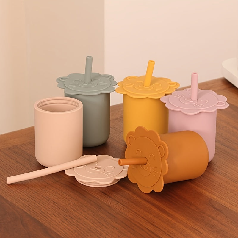 Cartoon Lion Straw Cup for Kids, Baby Water Cup