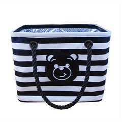 Bear & Striped Pattern Bath Storage Bag Foldable Toiletry Bag