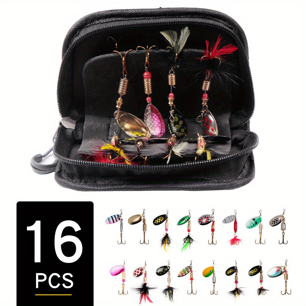 16pcs Metal Spinner Bait Fishing Lures for Freshwater and Saltwater Fishing