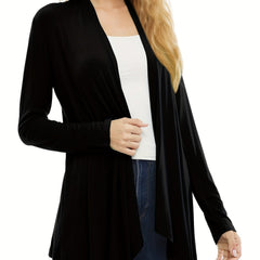 Casual Cardigan Women's Plus Solid Long Sleeve Open Front