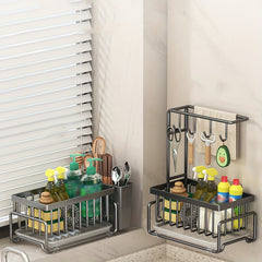 Kitchen Sponge Holder Dishcloth Hanger Sink Rack Tray Organizer Stand