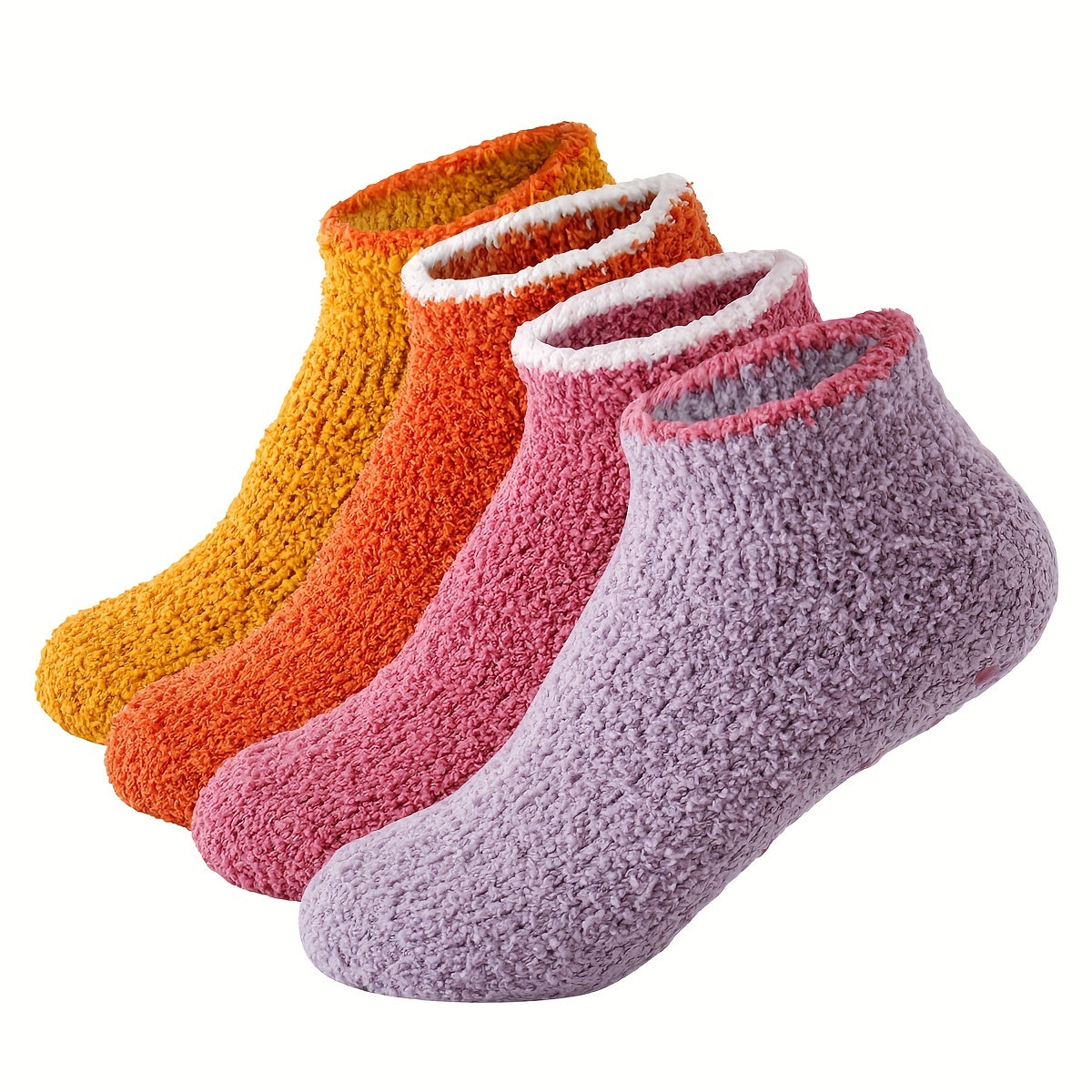 4 Pairs Warm & Comfy Fuzzy Ankle Socks - Women's Stockings