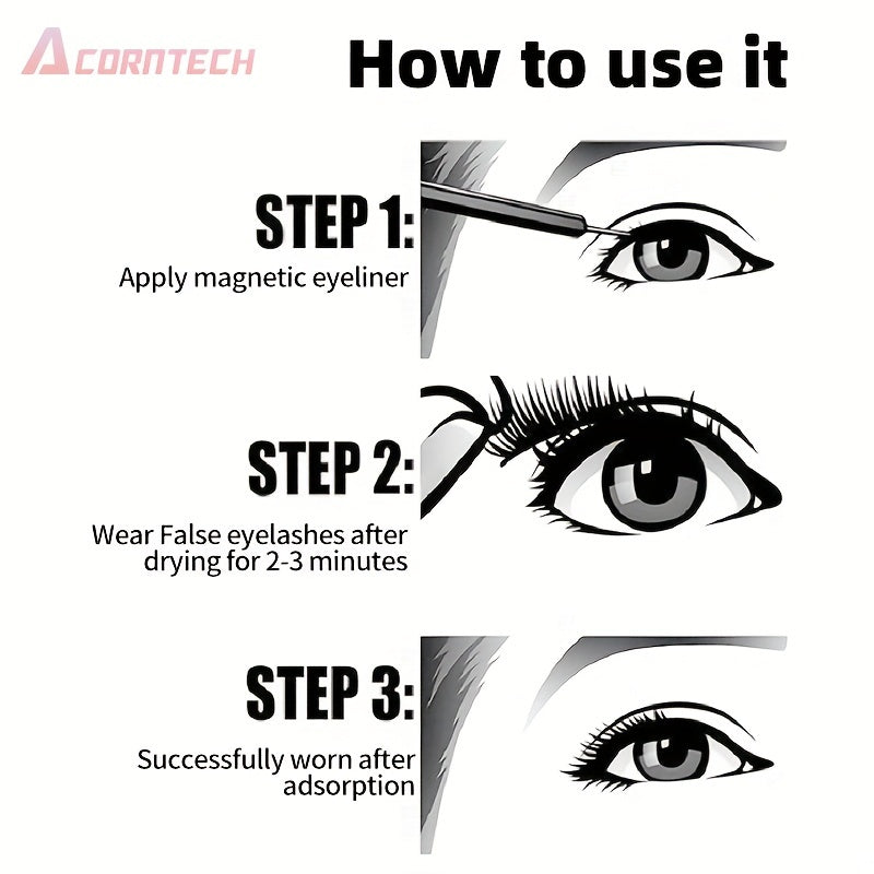 5 Pairs Magnetic False Eyelashes Set With Liquid Eyeliner And Tweezers