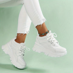 Women's Chunky Sneakers Height Increasing Lace Up Sports Shoes