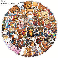 50pcs Cartoon Bear Series Stickers Waterproof DIY Creative