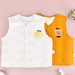 2pcs Cartoon Embroidery V Neck Vest