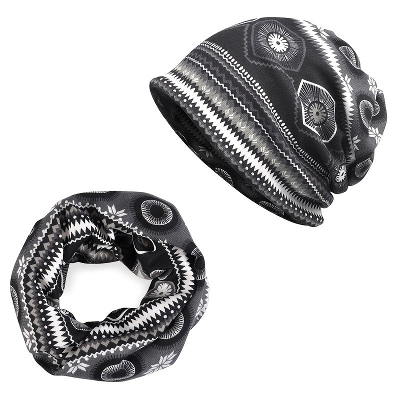 Men's Knit Turban Hat with Scarf Wrap