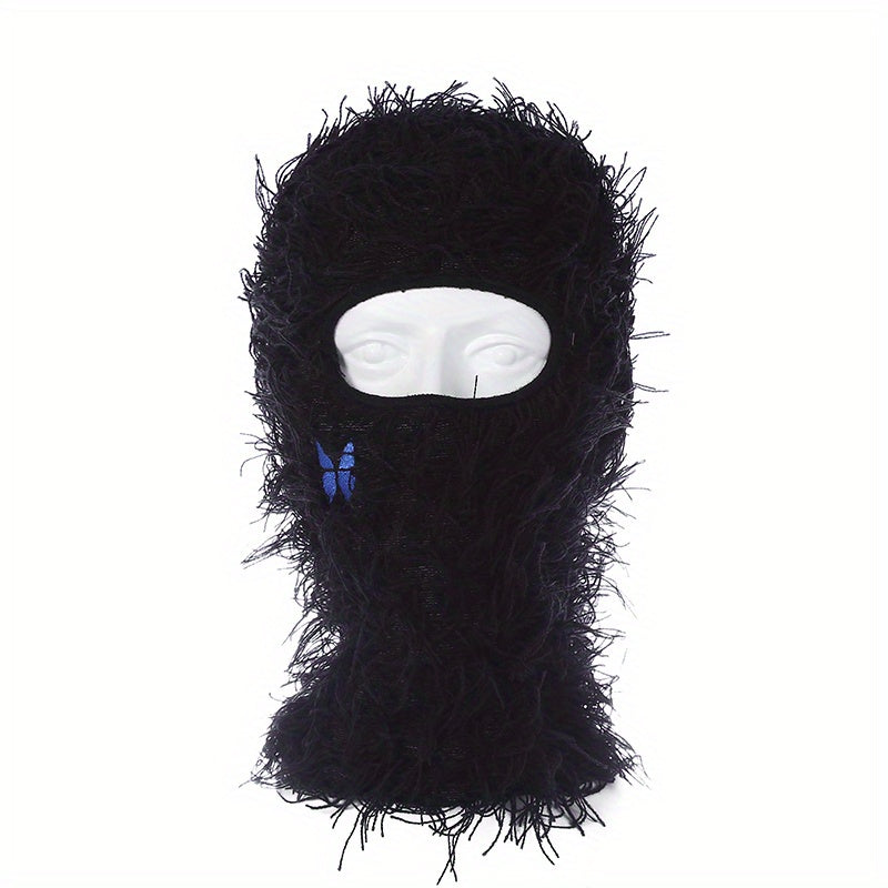 Unisex Thermal 1 Hole Winter Balaclava Hat With Embroidered Butterfly