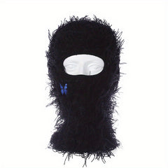 Unisex Thermal 1 Hole Winter Balaclava Hat With Embroidered Butterfly