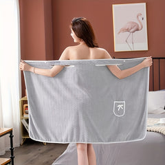 Women's Wearable Bath Towel with Pocket and Bow Detail