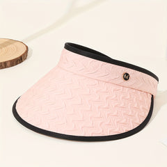 Pink Visor Hat Wide Brim Ponytail Sun Hat UV Protection