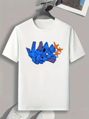 Graffiti Style Letter Print Men's Sports T-shirt