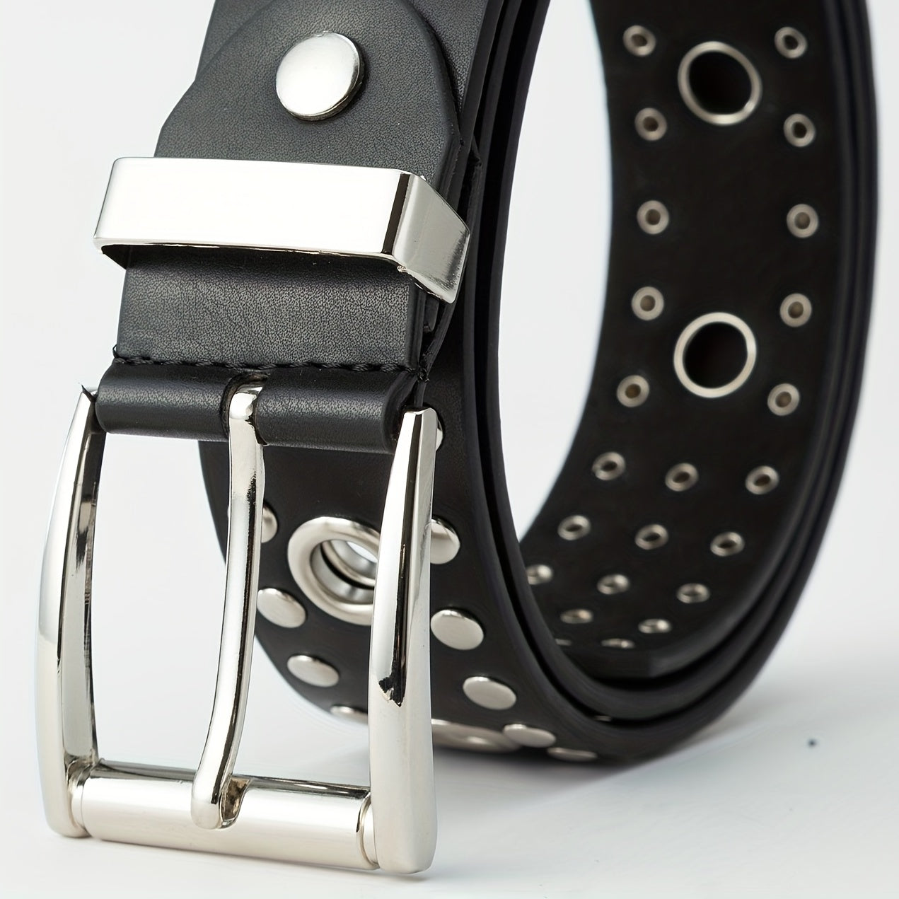 Men's Western Full Body Jack Dress Belt Casual Studded Buckle PU Belt
