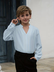 Boys Long Sleeves Shirt Preppy Style For Spring And Summer Kids Clothes