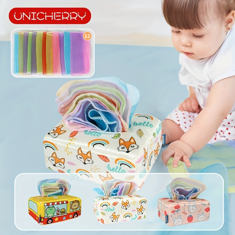 High Contrast Crinkle Montessori Square Sensory Toy for Babies