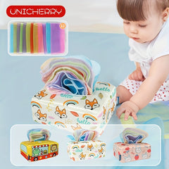 High Contrast Crinkle Montessori Square Sensory Toy for Babies