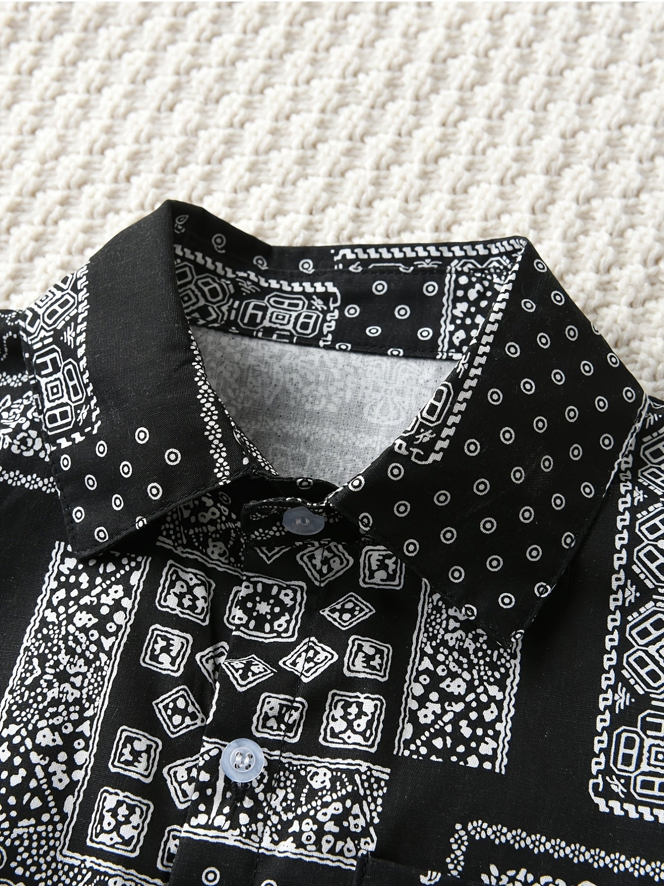 Boys Flower Pattern Shirt Short Sleeves Button Casual Spring Summer Kids Clothes