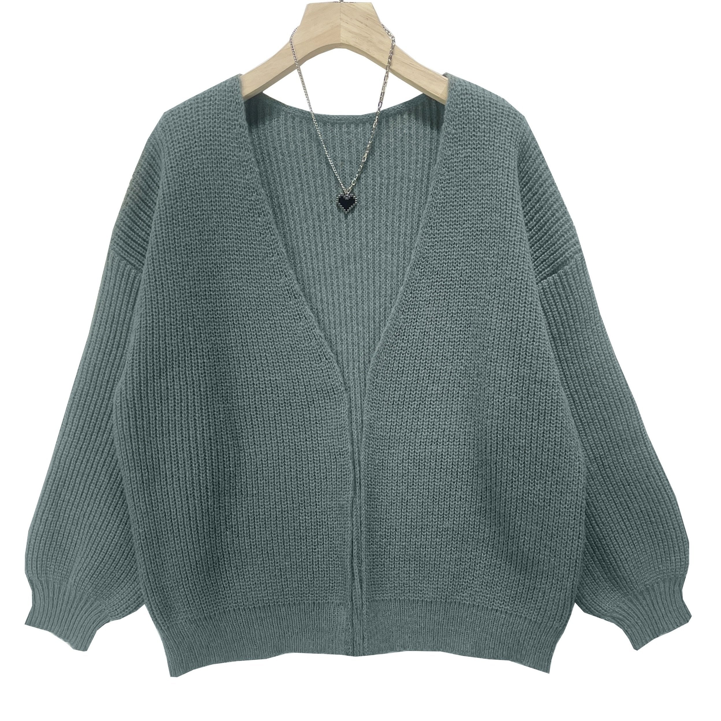 Open Front Loose Long Sleeve Cardigan for Women