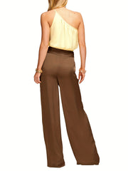 Knotted Solid Wide Leg Long Pants