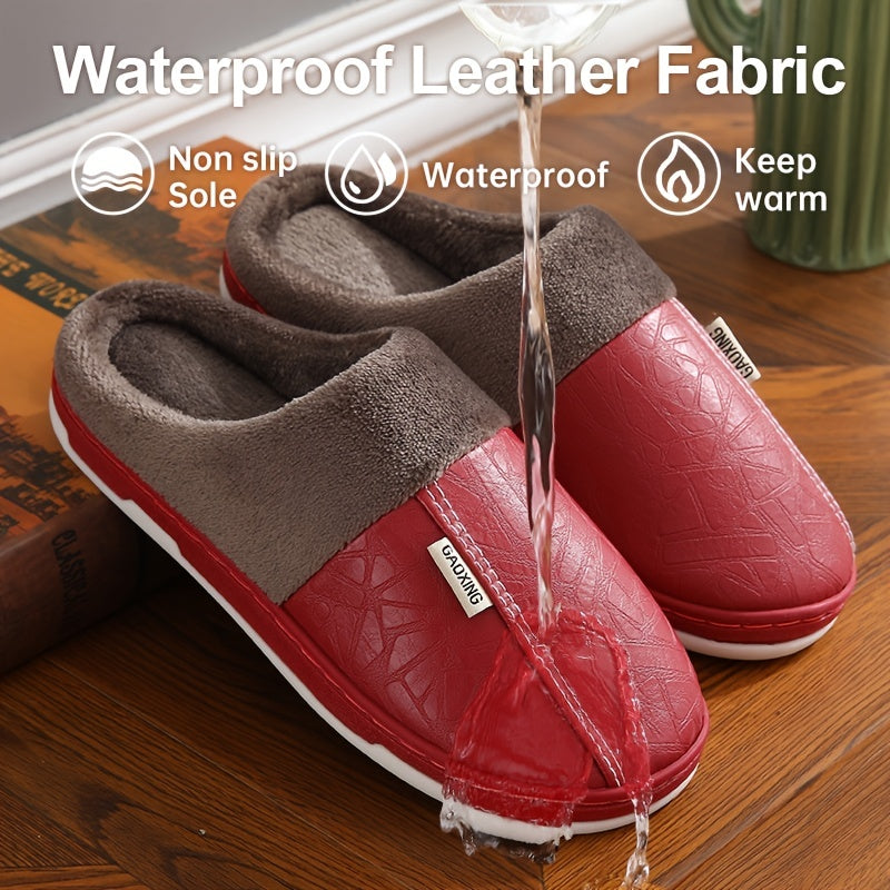 Women's Plush Indoor Slippers Waterproof Non Slip Home Slides