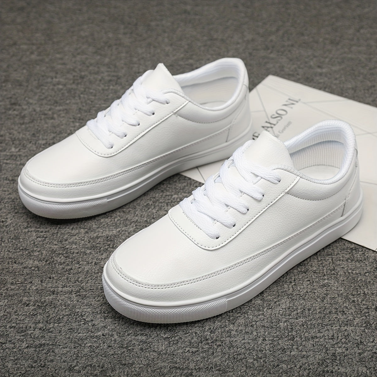 Solid Flat Lace Up Sneakers Lightweight Low Top Skate Shoes
