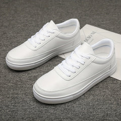 Solid Flat Lace Up Sneakers Lightweight Low Top Skate Shoes