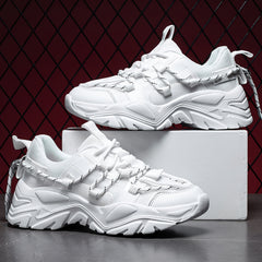 Men's Breathable Platform Shoes Non Slip Lace-up Sneakers