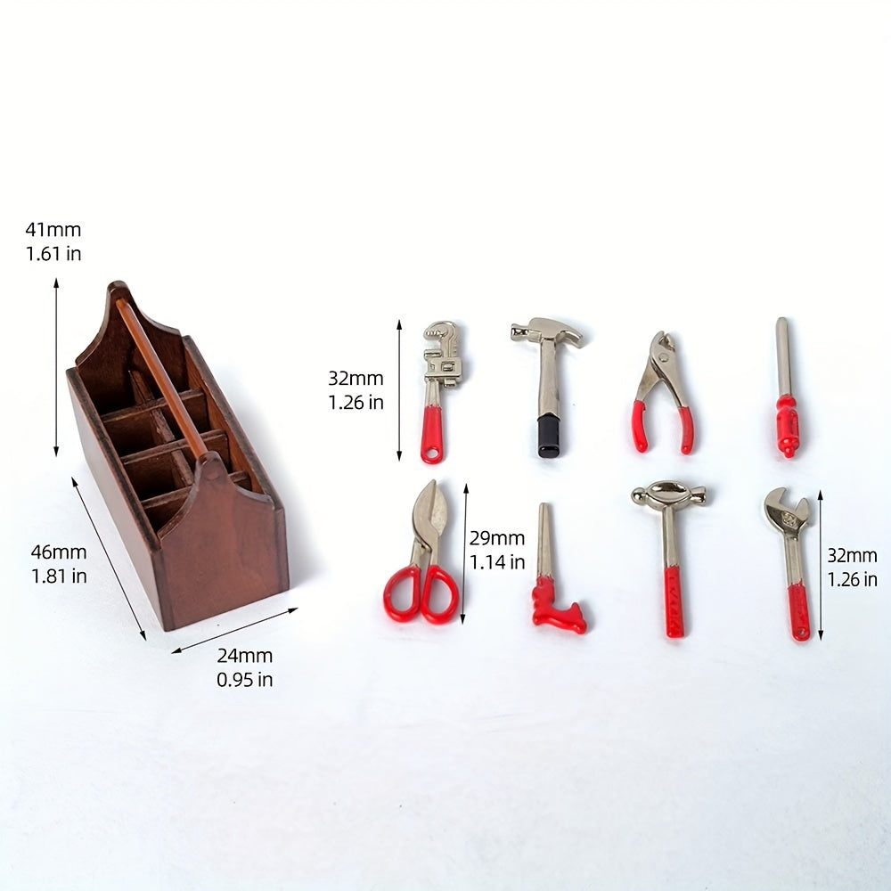 8 Pcs Mini Toolbox Metal Alloy Tool Set Repair 1 12 Toy Set House