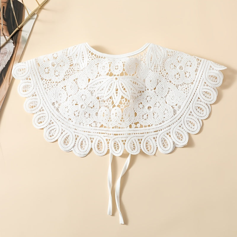 Milk Embroidered Shawl Large Lace Collar Women Accessory