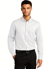Men's Classic Button Up Shirt With Chest Pocket - Spring/Fall Business Attire