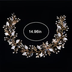 Pearl Rhinestone Leaf Head Piece Wedding Bridal Hair Accessory