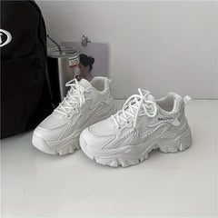 Women's Chunky Platform Sneakers Mesh Lace Up Sports Shoes