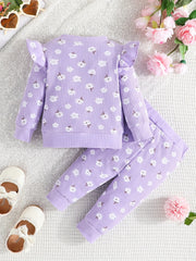 Baby Girl Pink Flowers Long Sleeve Top Pants Set