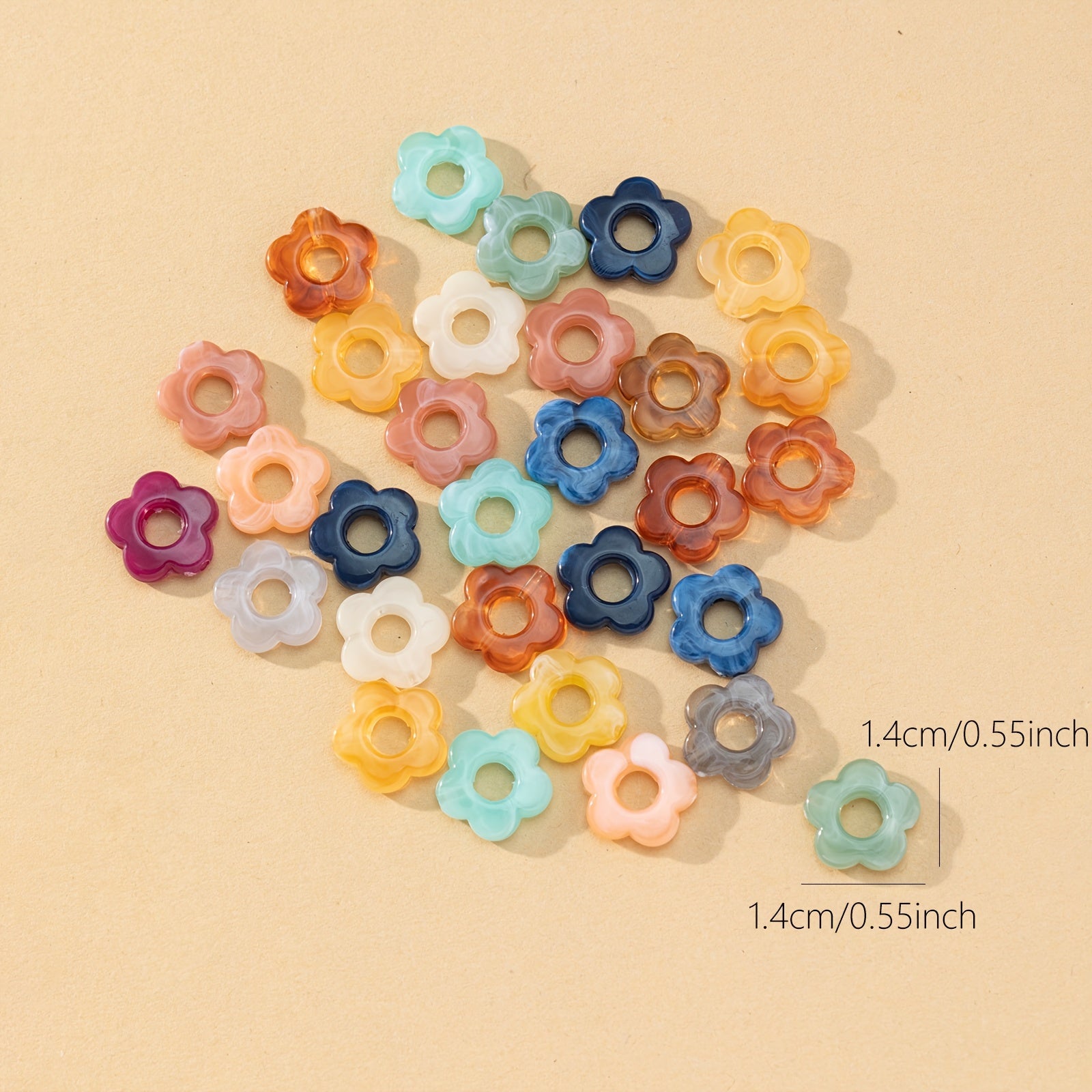 30pcs Acrylic Mix Color Flower Beads DIY Necklace Bracelet Material