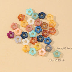 30pcs Acrylic Mix Color Flower Beads DIY Necklace Bracelet Material