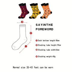 3 Pairs Halloween Cartoon Mid Calf Socks Unisex Friends Gift