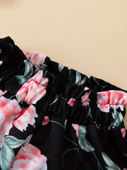 2pcs Toddler Girls Little Miss Sassy Top & Floral Shorts Set