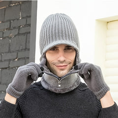 2pcs Knit Plus Teddy Line Hat for Autumn & Winter