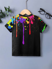Colorful Paint 3D Print Boys T-Shirt Short Sleeve Tee