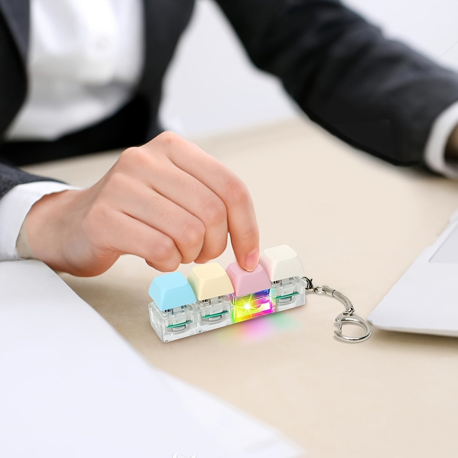 LED Light Keychain Keyboard Fidget Toy for Anxiety Relief