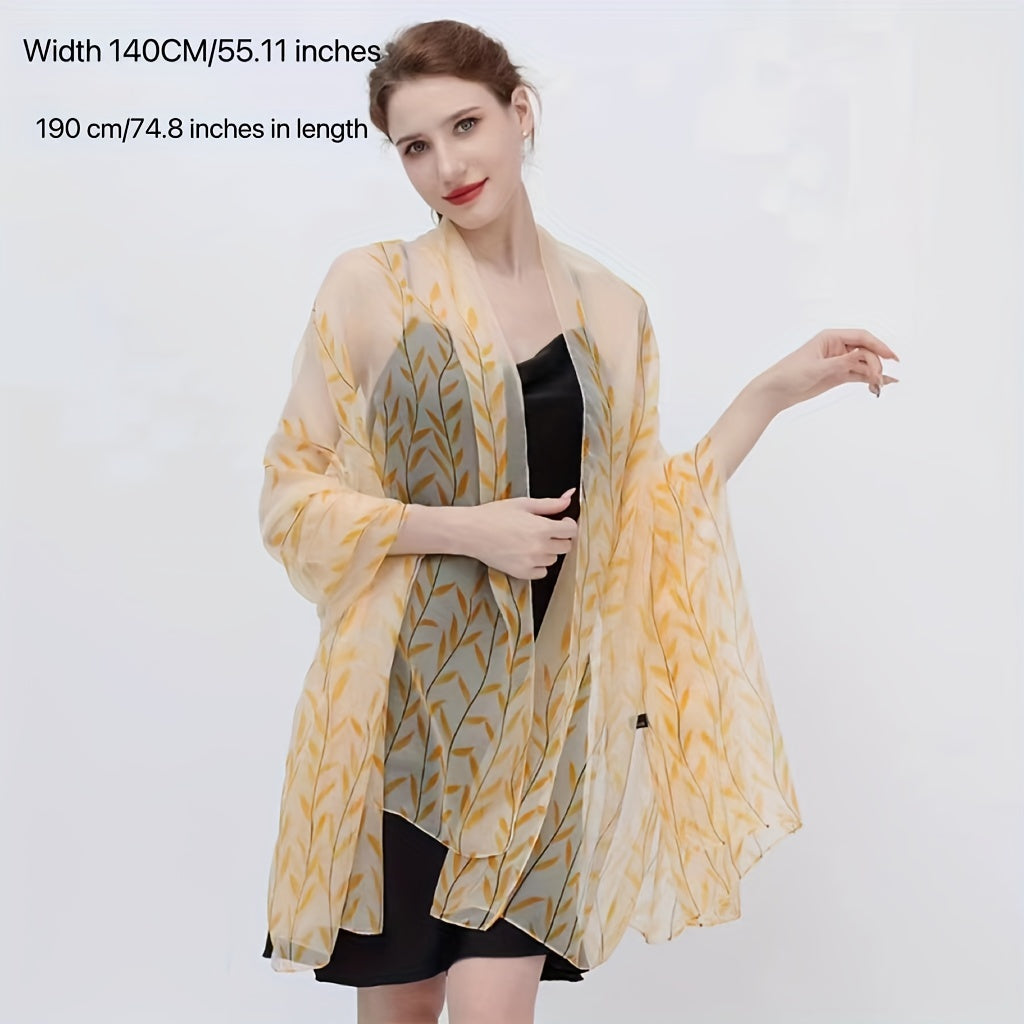 Leaf Paisley Print Scarf Thin Breathable Shawl Solid Head Wrap