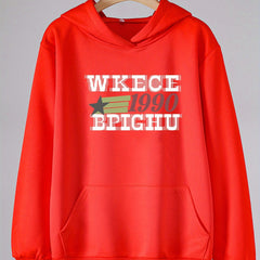 Girls 1990 Print Hoodies Comfy Hooded Pullover Top With Pocket